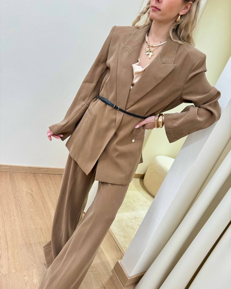 Giacca fluida tabacco cintura Souvenir Shop Online Giacca fluida tabacco cintura Souvenir