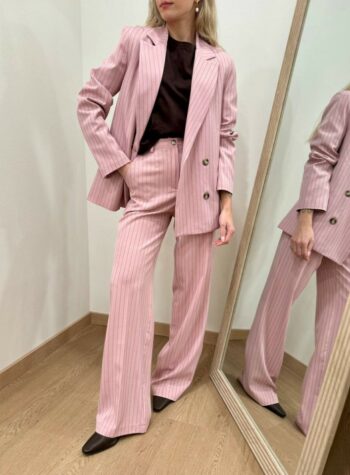 Shop Online Pantalone gessato rosa Vicolo