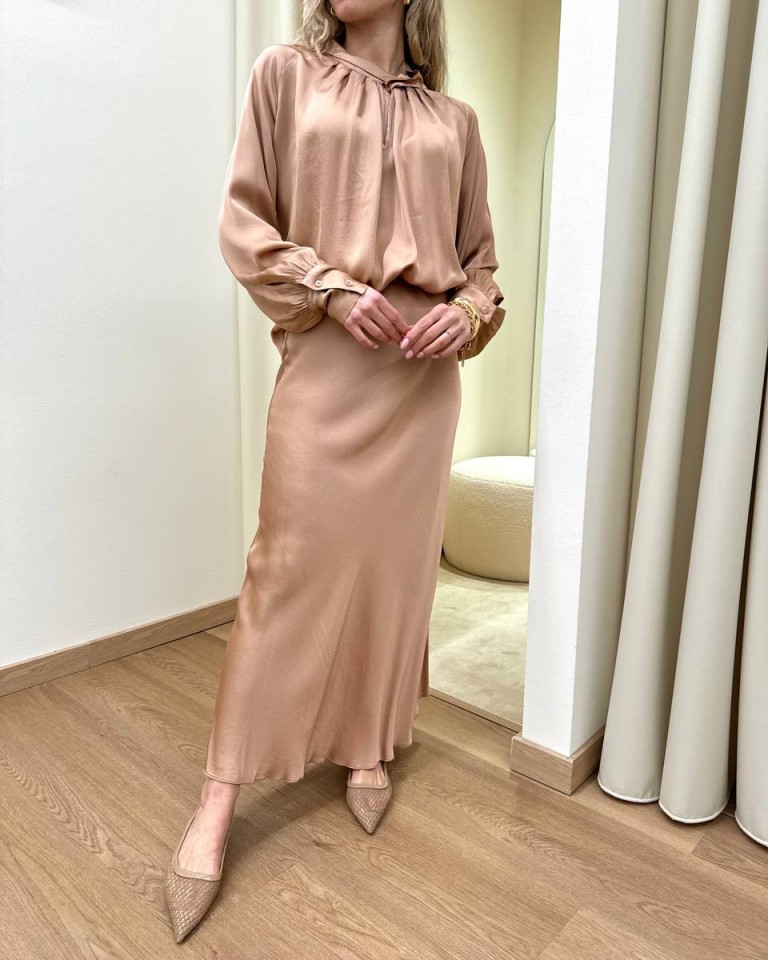 Blusa collo incrociato rosa antico in viscosa HaveOne Shop Online Blusa collo incrociato rosa antico in viscosa HaveOne