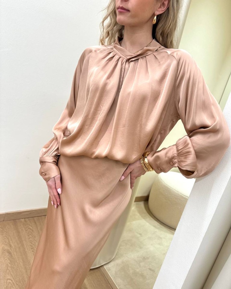 Blusa collo incrociato rosa antico in viscosa HaveOne Shop Online Blusa collo incrociato rosa antico in viscosa HaveOne