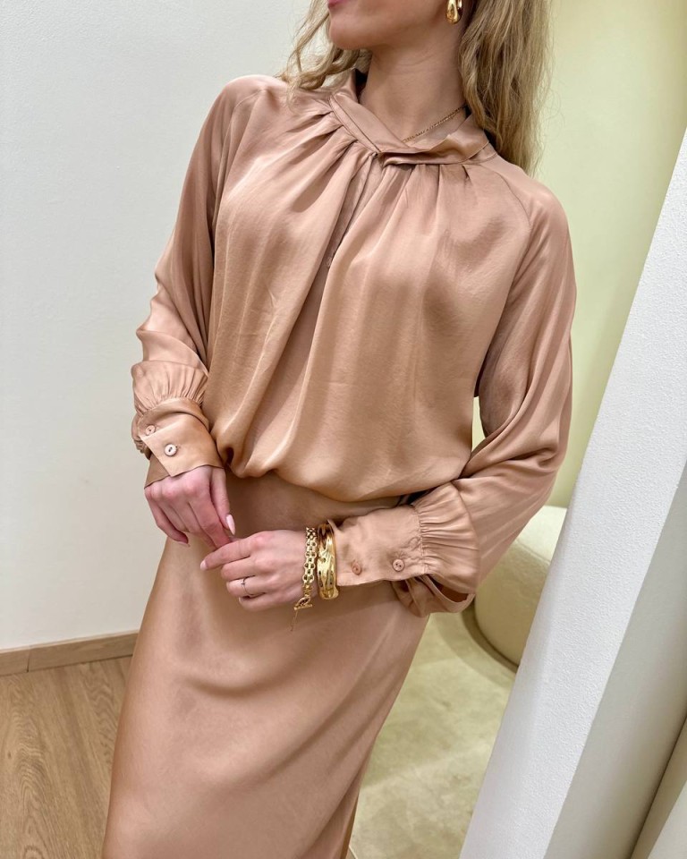 Blusa collo incrociato rosa antico in viscosa HaveOne Shop Online Blusa collo incrociato rosa antico in viscosa HaveOne