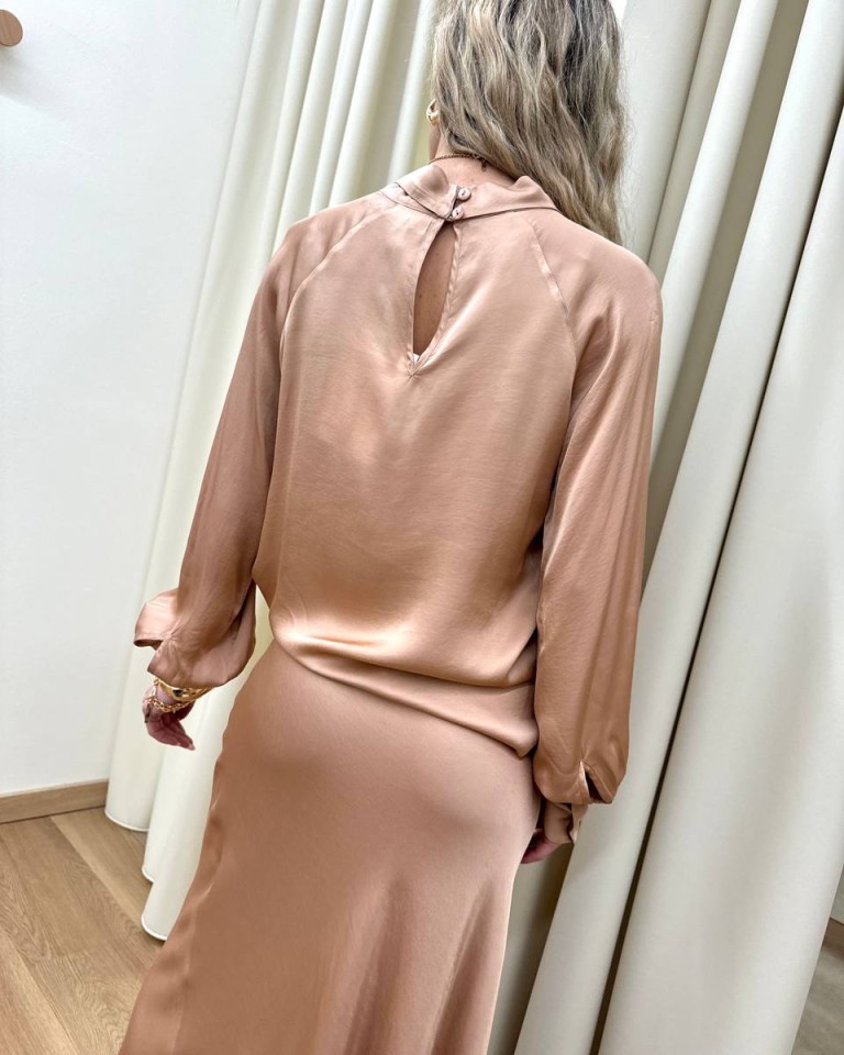 Blusa collo incrociato rosa antico in viscosa HaveOne Shop Online Blusa collo incrociato rosa antico in viscosa HaveOne