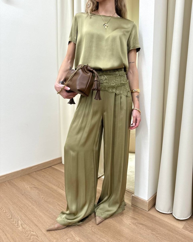 Pantalone fluido viscosa olio HaveOne Shop Online Pantalone fluido viscosa olio HaveOne