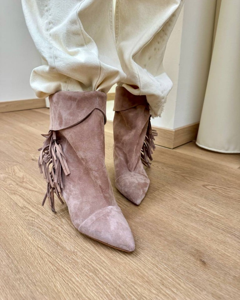 Stivale Ariana frange rosa antico Gisél Moiré Shop Online Stivale Ariana frange rosa antico Gisél Moiré