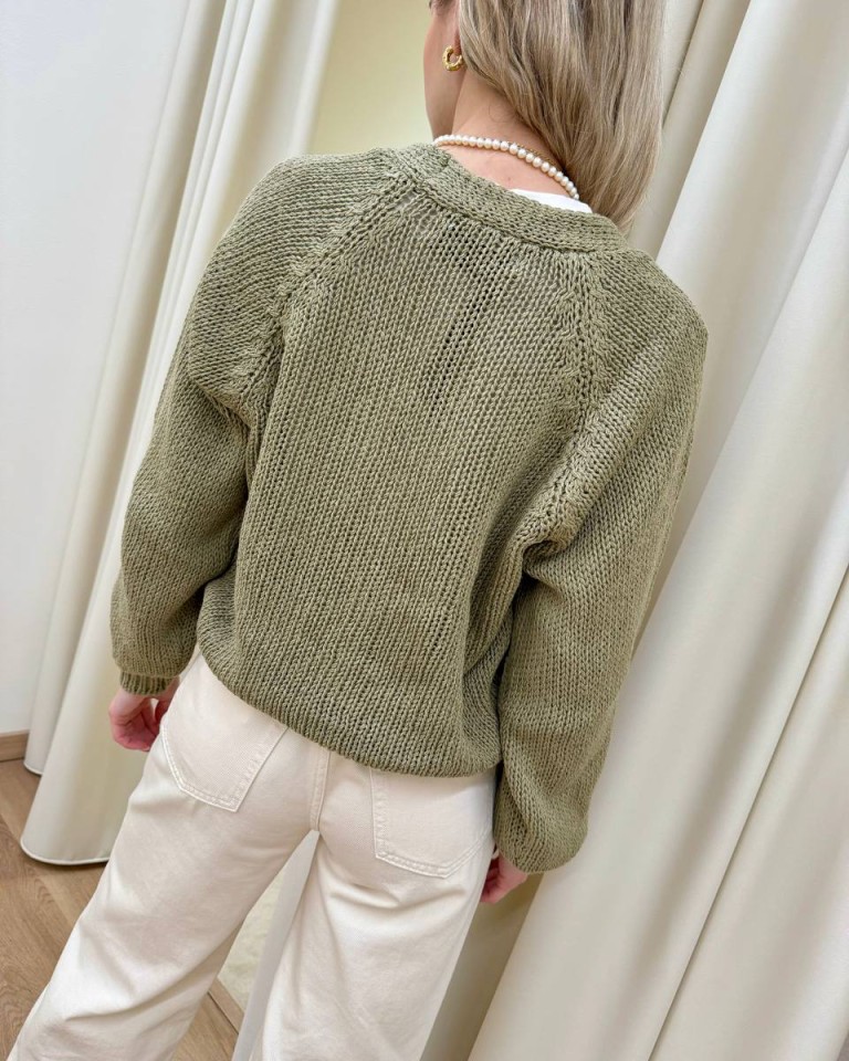 Cardigan bottoni gioiello kaki HaveOne Shop Online Cardigan bottoni gioiello kaki HaveOne