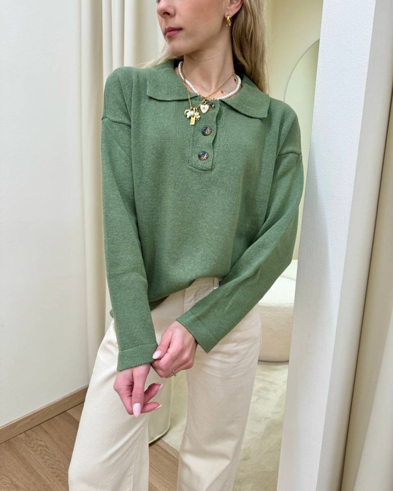 Maglia polo over verde militare HaveOne Shop Online Maglia polo over verde militare HaveOne