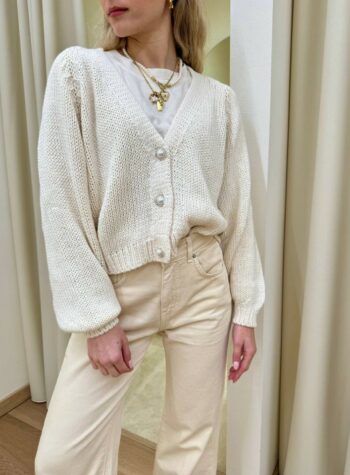 Shop Online Cardigan bottoni gioiello panna HaveOne