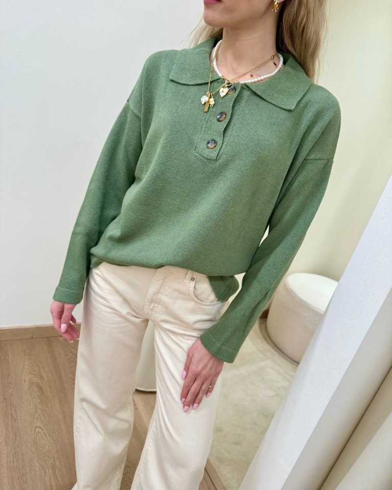 Maglia polo over verde militare HaveOne Shop Online Maglia polo over verde militare HaveOne