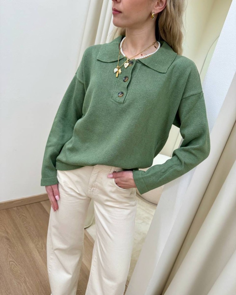 Maglia polo over verde militare HaveOne Shop Online Maglia polo over verde militare HaveOne