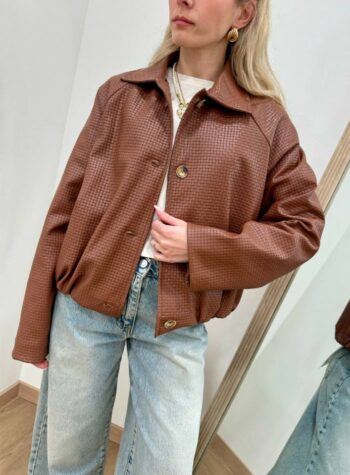 Shop Online Bomber ecopelle intrecciato mattone HaveOne