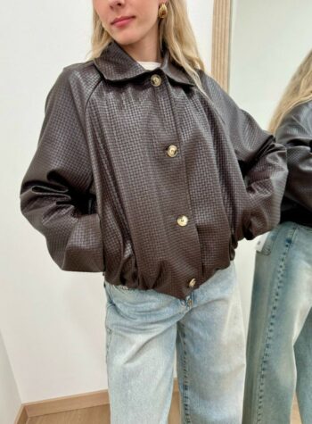 Shop Online Bomber ecopelle intrecciato moro HaveOne
