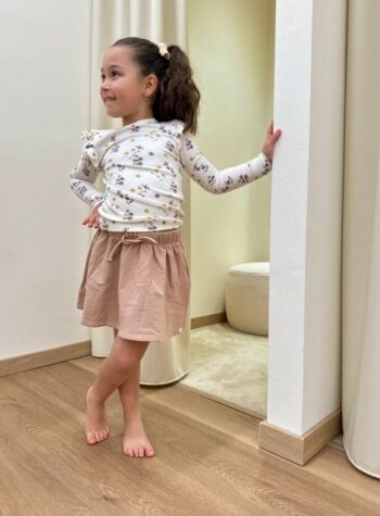 Shop Online Minigonna in cotone rosa cipria Lil'Atelier