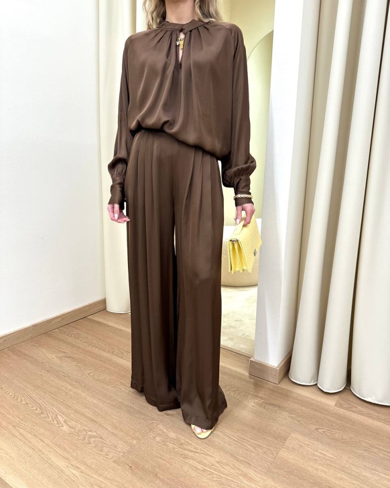 Blusa collo incrociato moro in viscosa HaveOne Shop Online Blusa collo incrociato moro in viscosa HaveOne