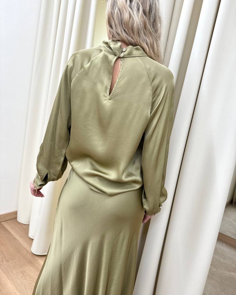 Blusa collo incrociato olio in viscosa HaveOne Shop Online Blusa collo incrociato olio in viscosa HaveOne