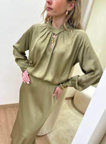Shop Online Blusa collo incrociato olio in viscosa HaveOne