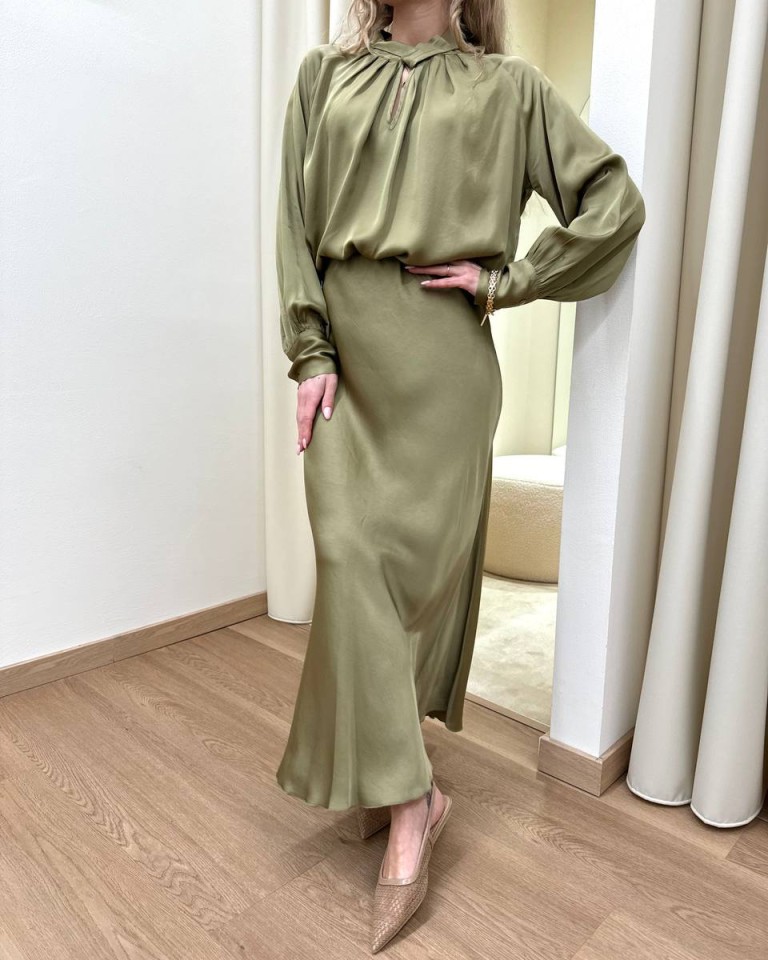 Blusa collo incrociato olio in viscosa HaveOne Shop Online Blusa collo incrociato olio in viscosa HaveOne