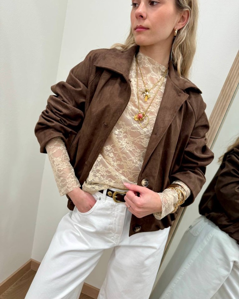 Bomber scamosciato intreccio cioccolato HaveOne Shop Online Bomber scamosciato intreccio cioccolato HaveOne