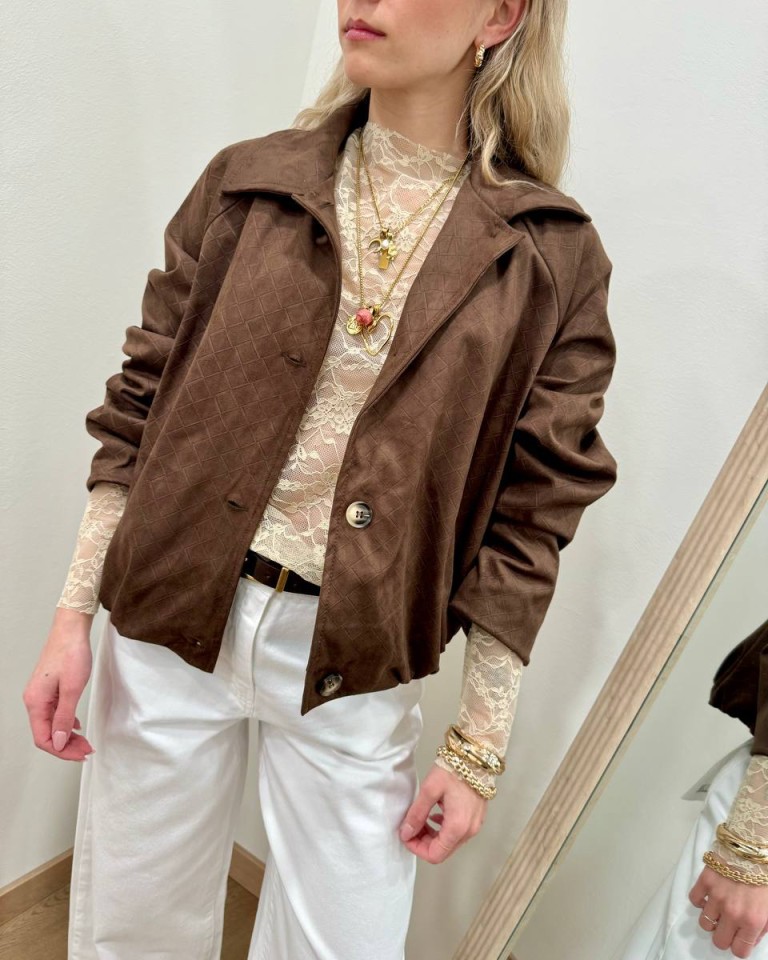 Bomber scamosciato intreccio cioccolato HaveOne Shop Online Bomber scamosciato intreccio cioccolato HaveOne