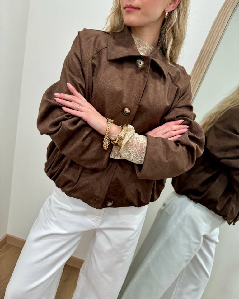 Bomber scamosciato intreccio cioccolato HaveOne Shop Online Bomber scamosciato intreccio cioccolato HaveOne