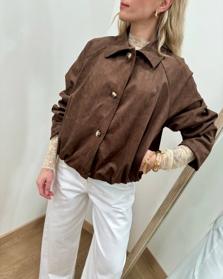 Bomber scamosciato intreccio cioccolato HaveOne Shop Online Bomber scamosciato intreccio cioccolato HaveOne