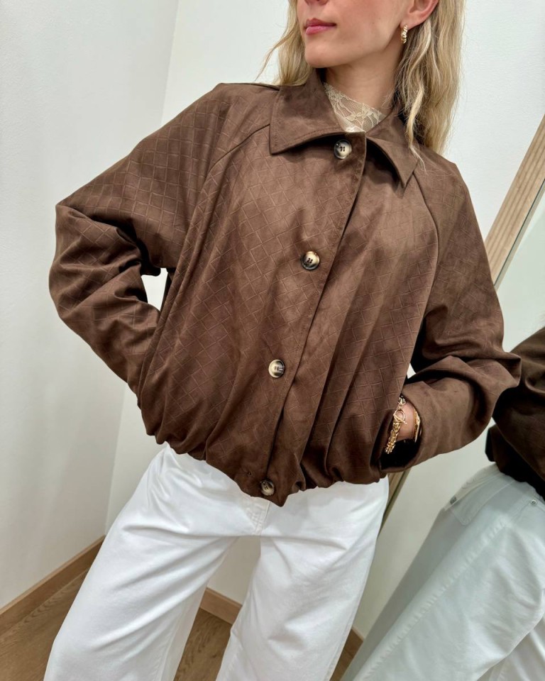 Bomber scamosciato intreccio cioccolato HaveOne Shop Online Bomber scamosciato intreccio cioccolato HaveOne