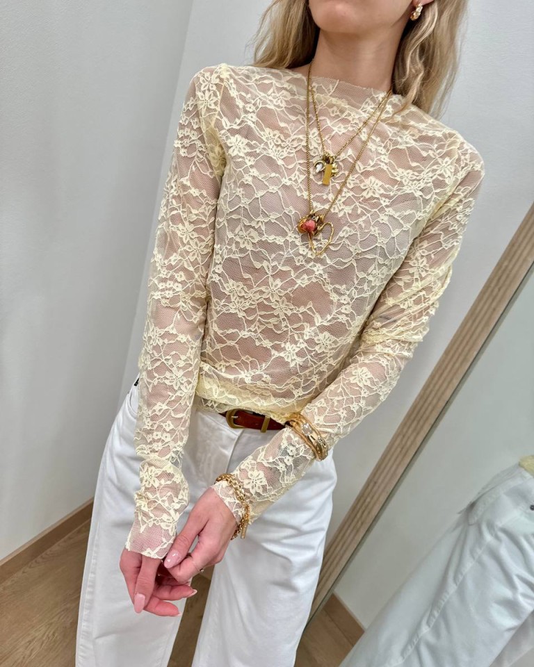 Maglia pizzo giallo pastello HaveOne Shop Online Maglia pizzo giallo pastello HaveOne