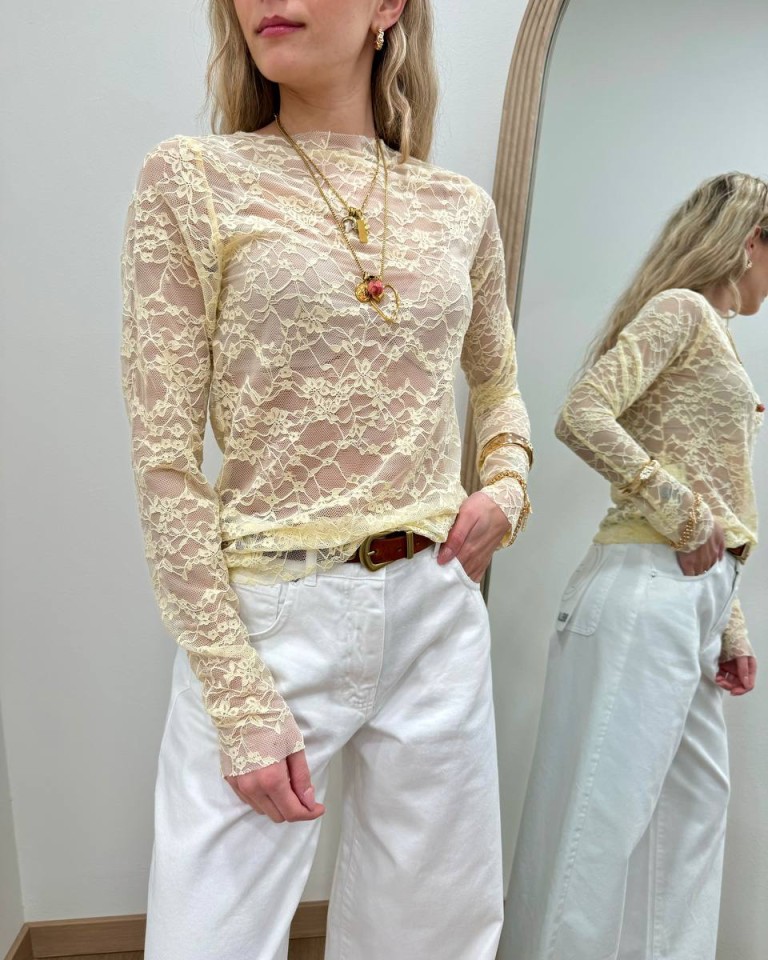 Maglia pizzo giallo pastello HaveOne Shop Online Maglia pizzo giallo pastello HaveOne