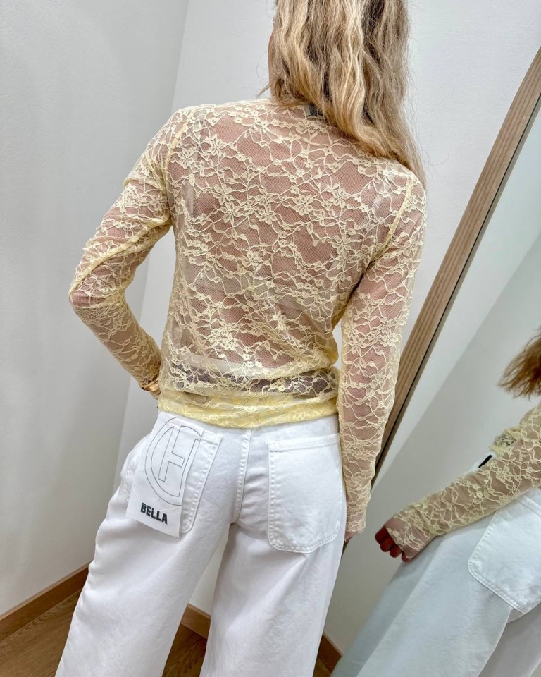 Maglia pizzo giallo pastello HaveOne Shop Online Maglia pizzo giallo pastello HaveOne