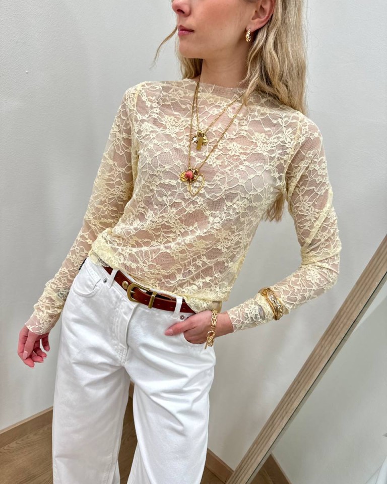 Maglia pizzo giallo pastello HaveOne Shop Online Maglia pizzo giallo pastello HaveOne