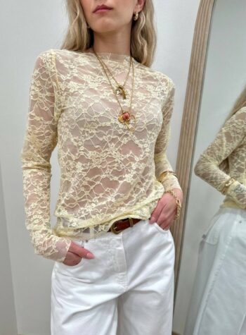 Shop Online Maglia pizzo giallo pastello HaveOne