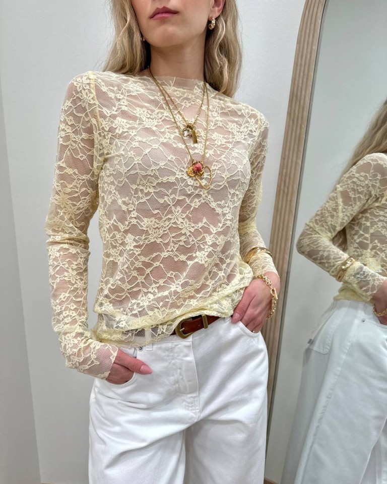 Maglia pizzo giallo pastello HaveOne Shop Online Maglia pizzo giallo pastello HaveOne