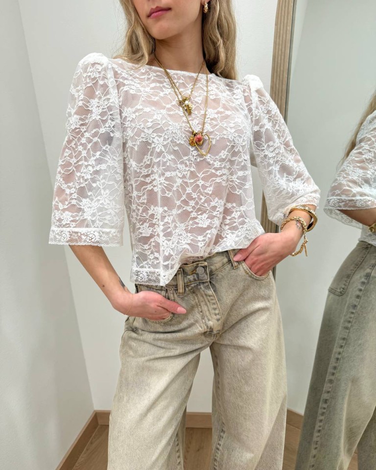 Maglia cropped pizzo panna HaveOne Shop Online Maglia cropped pizzo panna HaveOne