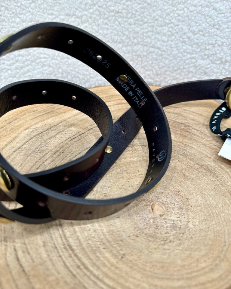 Cintura vera pelle borchie moro HaveOne Shop Online Cintura vera pelle borchie moro HaveOne