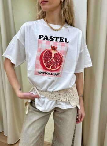 Shop Online T-shirt oversize bianca stampa melograno Vicolo