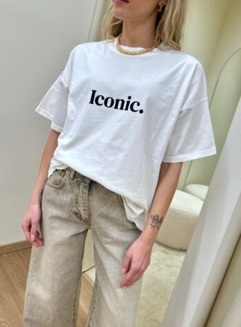 Shop Online T-shirt oversize bianca stampa "Iconic." Vicolo