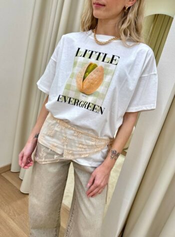 Shop Online T-shirt oversize bianca stampa pistacchio Vicolo