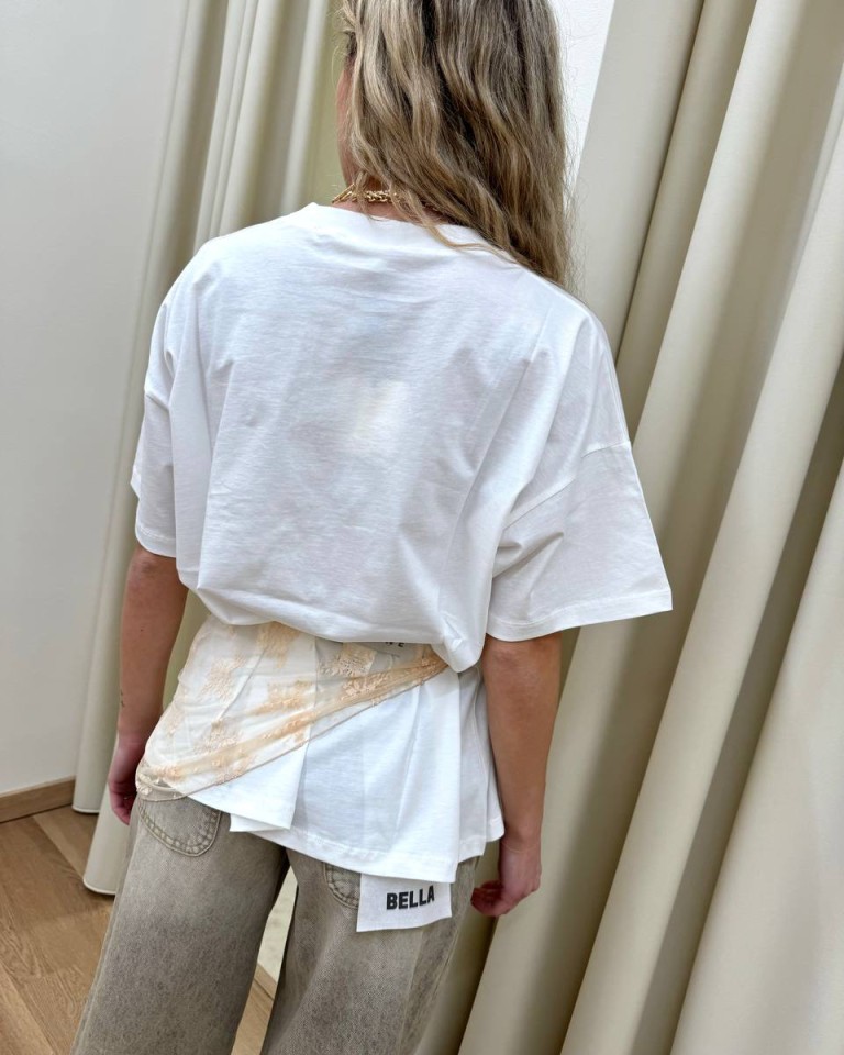 T-shirt oversize bianca ricamo "noncelapossofare" Vicolo Shop Online T-shirt oversize bianca ricamo "noncelapossofare" Vicolo