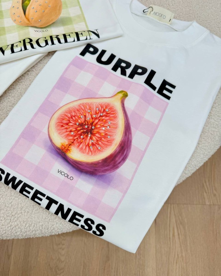 T-shirt oversize bianca stampa fico Vicolo Shop Online T-shirt oversize bianca stampa fico Vicolo