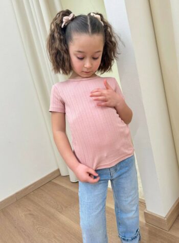 Shop Online T-shirt a coste rosa antico Lil' Atelier