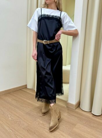 Shop Online Vestito raso e pizzo nero Kontatto