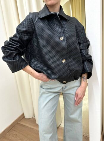 Shop Online Bomber ecopelle intrecciato nero HaveOne