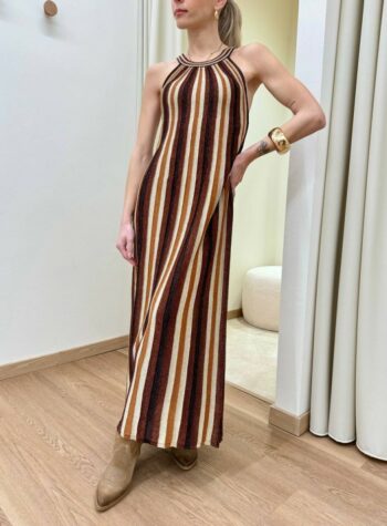 Shop Online Vestito midi righe moro lurex The Loom Archive