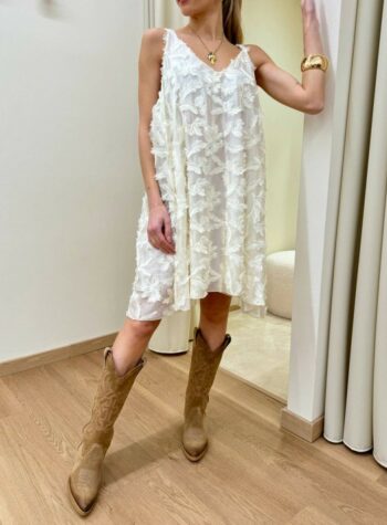 Shop Online Vestito panna ricamo sfrangiato Souvenir