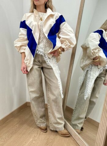 Shop Online Bomber tessuto tecnico panna e blu HaveOne