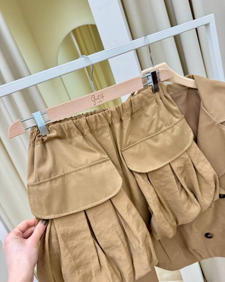 Short tasconi arricciati cammello HaveOne Shop Online Short tasconi arricciati cammello HaveOne