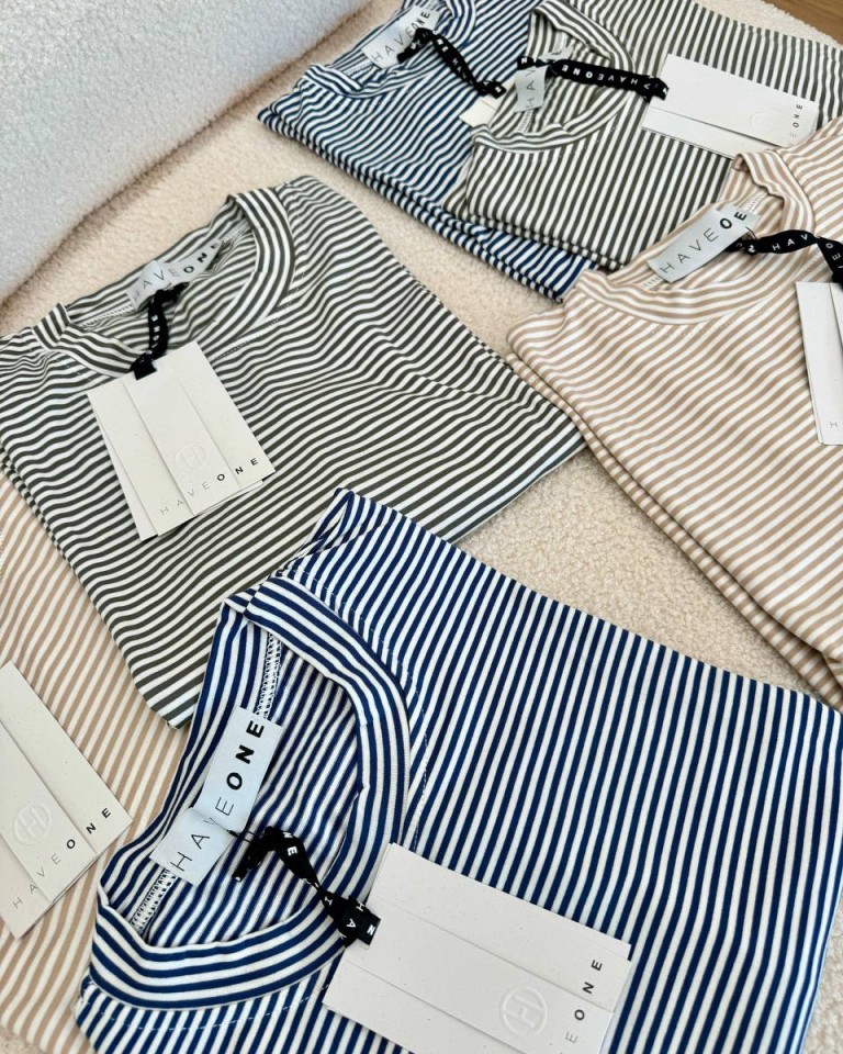 T-shirt scatoletta righe beige HaveOne Shop Online T-shirt scatoletta righe beige HaveOne