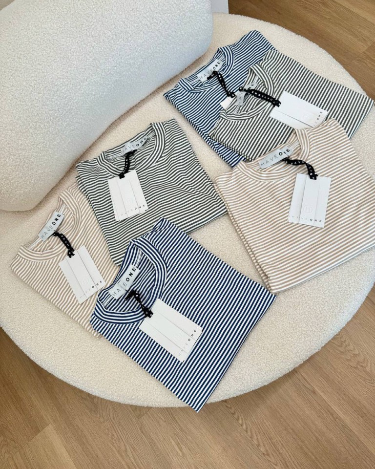 T-shirt scatoletta righe beige HaveOne Shop Online T-shirt scatoletta righe beige HaveOne