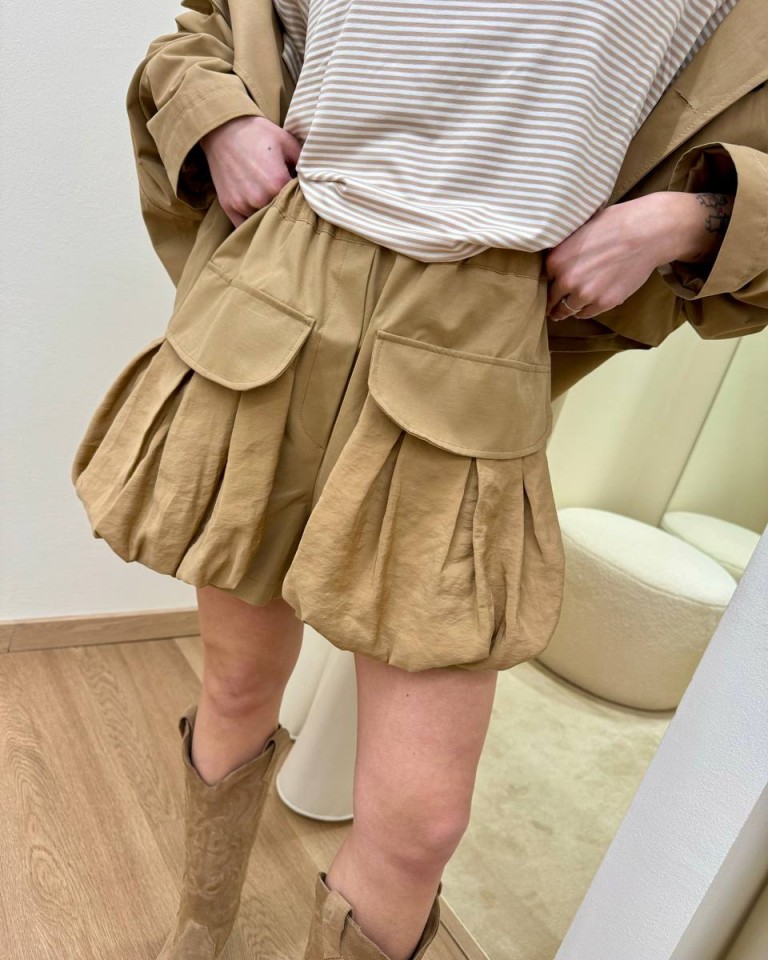 Short tasconi arricciati cammello HaveOne Shop Online Short tasconi arricciati cammello HaveOne