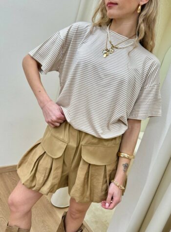 Shop Online T-shirt scatoletta righe beige HaveOne