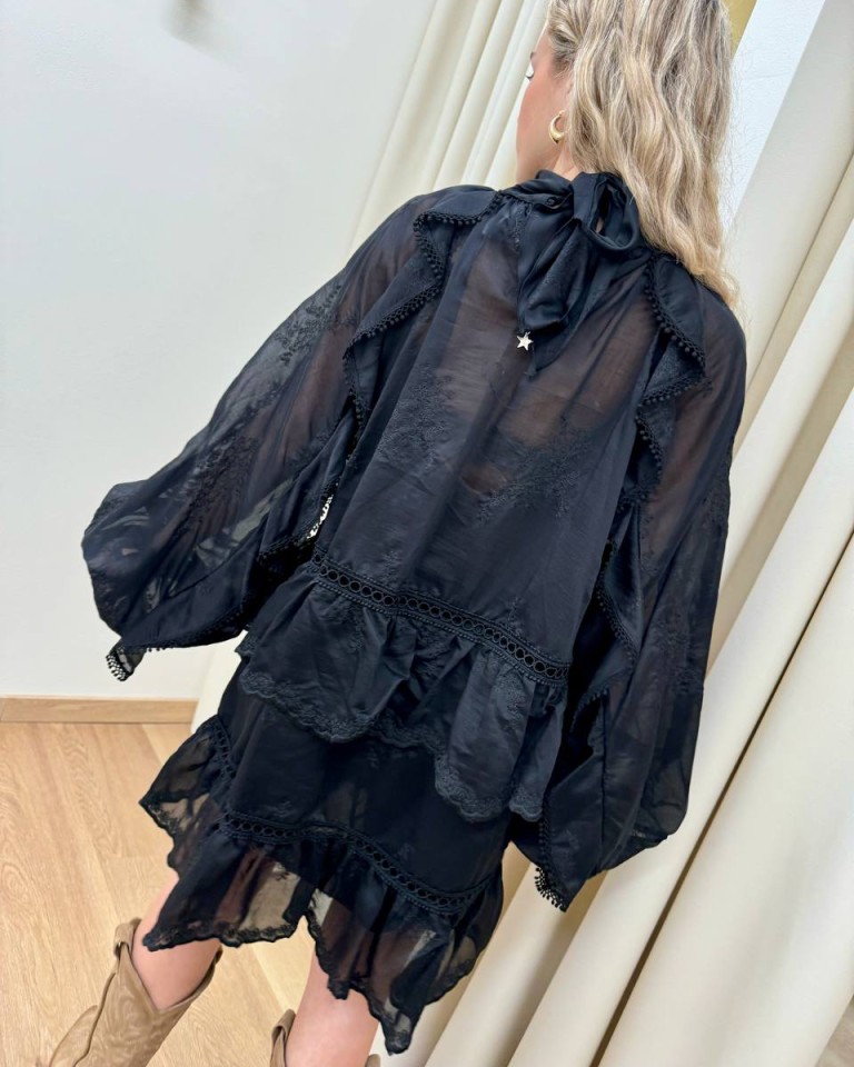 Vestito balze ricami nero Souvenir Shop Online Vestito balze ricami nero Souvenir